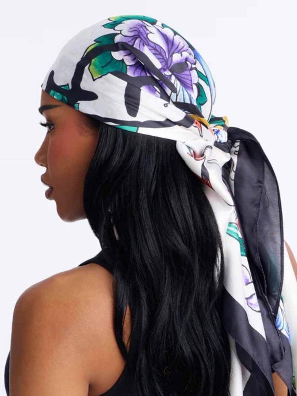 •In Bloom• Ed Hardy Silk Scarf Head Wrap Floral Dragon Print | Y2K Streetwear
